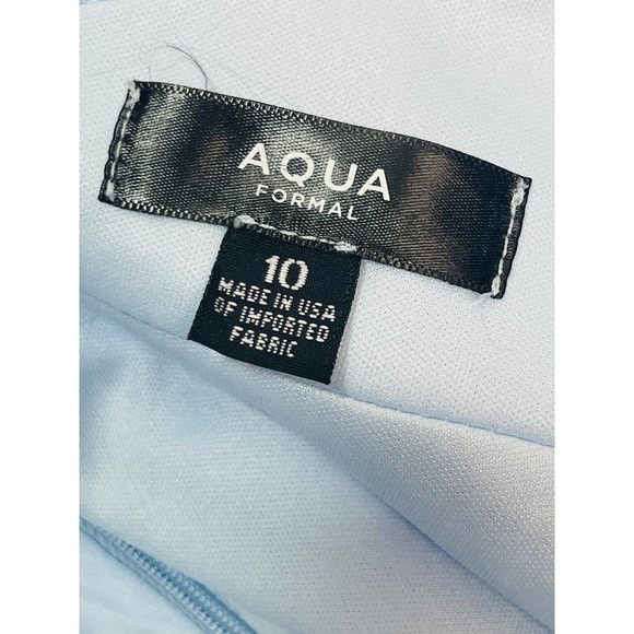 AQUA SZ 10 Blue Hi Low Ruffled Midi Halter Faux Wrap  Dress NWT$238 B91 - Picture 5 of 8